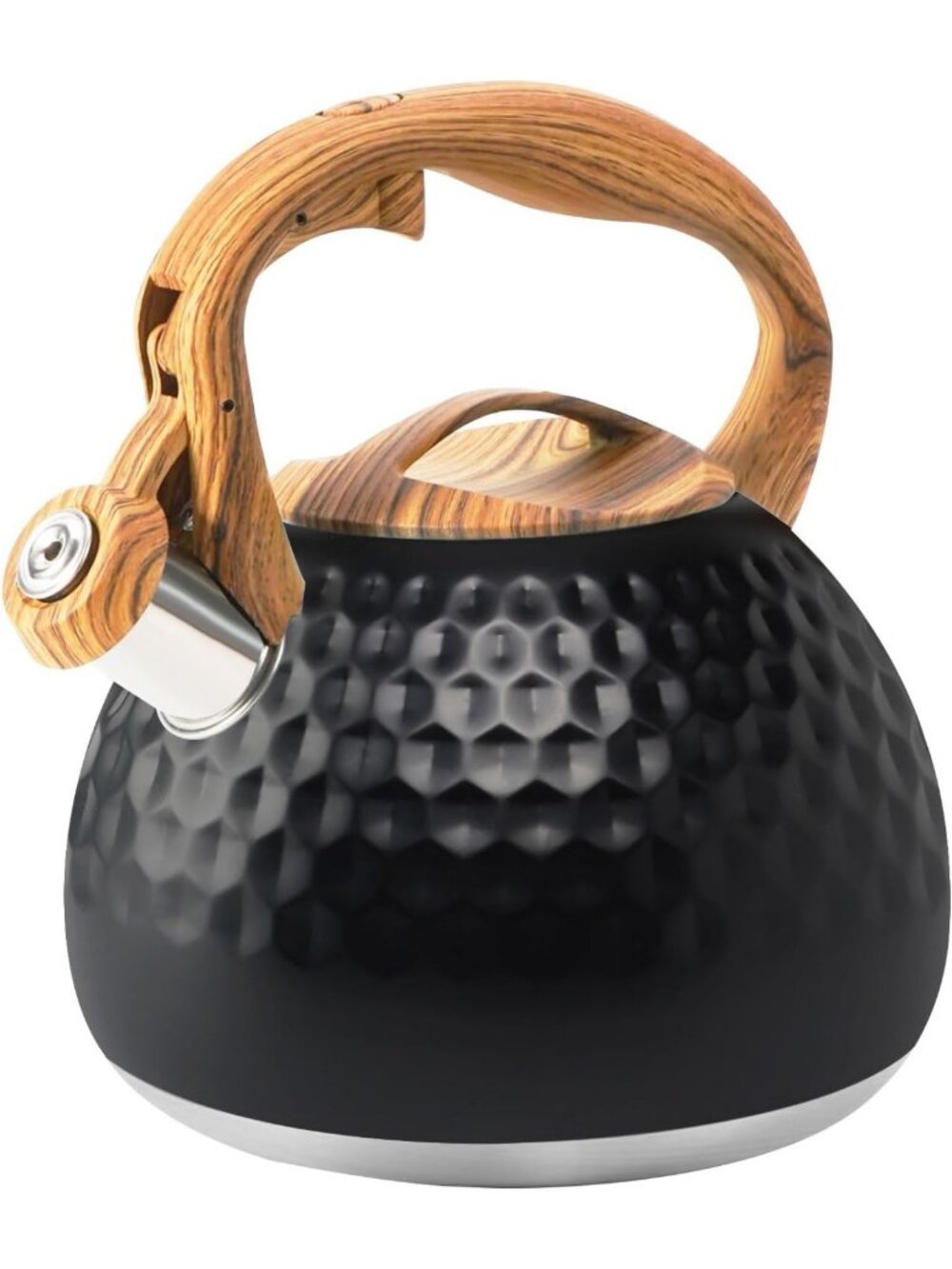 3.2Qt Whistling Tea Kettle - Durable Stainless Steel Stovetop Pot, Black Finish